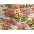 thumbnail image 3 of Ambesonne Peony Pattern Quilted Bedspread Set 3 Pcs, Vintage Color Flowers, Twin, Coral and Pale Olive Green, 3 of 4