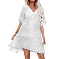 thumbnail image 2 of Mefallenssiah Mode Femmes Robes d'Été V-Cou Impression en Vrac Confortable Robe à Manches Courtes, 2 of 5