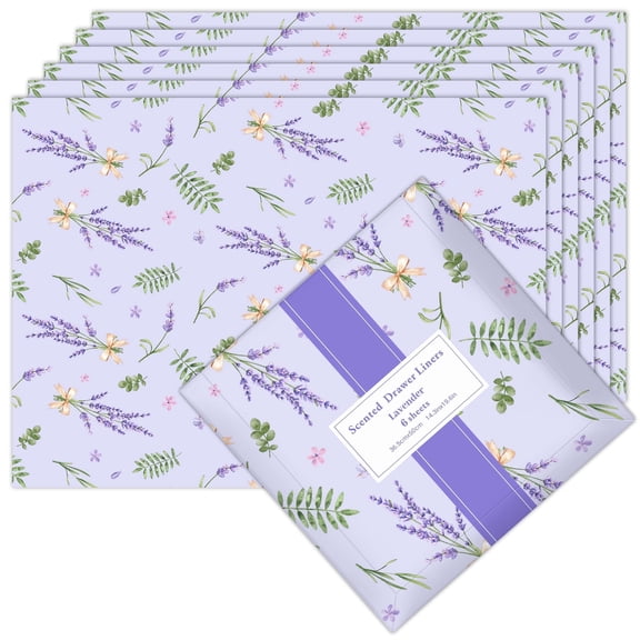 SCENTORINI Lavender Scented Drawer Liners, 6 Sheets Drawer Paper for Dresser,Home Shelf Closet