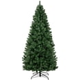 thumbnail image 2 of Christmas Tree, Artificial Full Christmas Tree Seasonal Holiday Decoration Tree with Warm White LED, Metal Stand for Home, Office, Party (PVC, Green-7.5 FT), 2 of 7