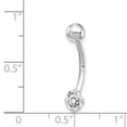 thumbnail image 3 of 10k White Gold 5mm Round Cubic Zirconia Cz Belly Button Rings Screw Navel Bars Body Piercing Naval, 3 of 7