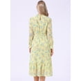 thumbnail image 3 of DARING DIVA Fall Floral Long Sleeve Chiffon Midi Dress L Yellow, 3 of 6