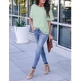 thumbnail image 4 of Blouse en Chiffon pour Femmes Été Décontractée Col Rond Manches Courtes Pompon Chemises Haut, 4 of 4