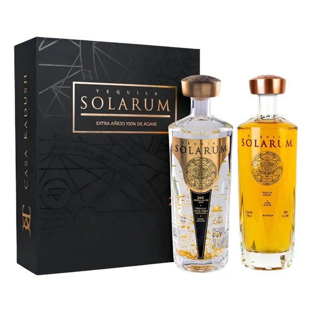 Tequila Solarum Extra Añejo Cristalino 24k + Añejo Solarum