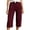 Wine, variant on Tsesme Corduroy Capris for Women Drawstring Elastic Waist Cropped Trousers with Pockets Fall Loose Fits Comfy Bottom Daily Wear