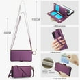 thumbnail image 2 of for Samsung Galaxy S21 Plus Wallet Case, Multi-Functional Zipper Purse Case with Card Holders, RFID Blocking Full Case, Shoulder Strap Wristband Crossbody Cover for Samsung Galaxy S21 Plus, Deeppurple, 2 of 7