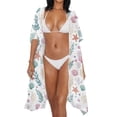 thumbnail image 3 of FKELYI Kimono Coverups for Women Soft Beach Cover Up Half Sleeve Summer Cardigan Shell Starfsih Water Plants Print Bikini Cover Ups Resort Wear Casual Cruise Outfits, 3 of 5