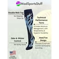 thumbnail image 2 of Navy/Columbia Blue/White Over-the-Calf Flame Socks – Kids & Youth Athletic Socks for Sports Teams – Fun Fire Design, Moisture-Wicking, Compression Support – Medium, 2 of 2