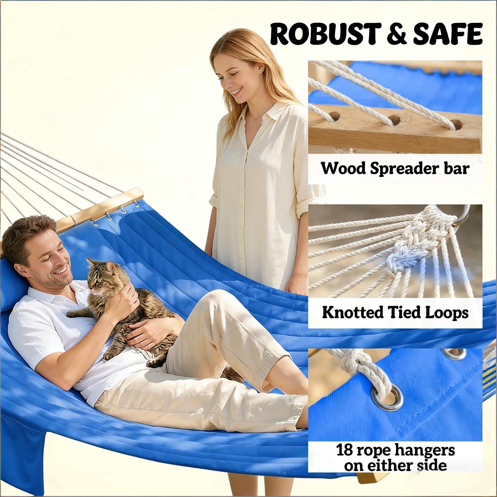 Jopath Double-Person Portable Hammock for Garden,Hammocks Portable Camping 440lb for Porch,Patio,Yard,Bedroom,Outdoor,Beach,Navy Blue