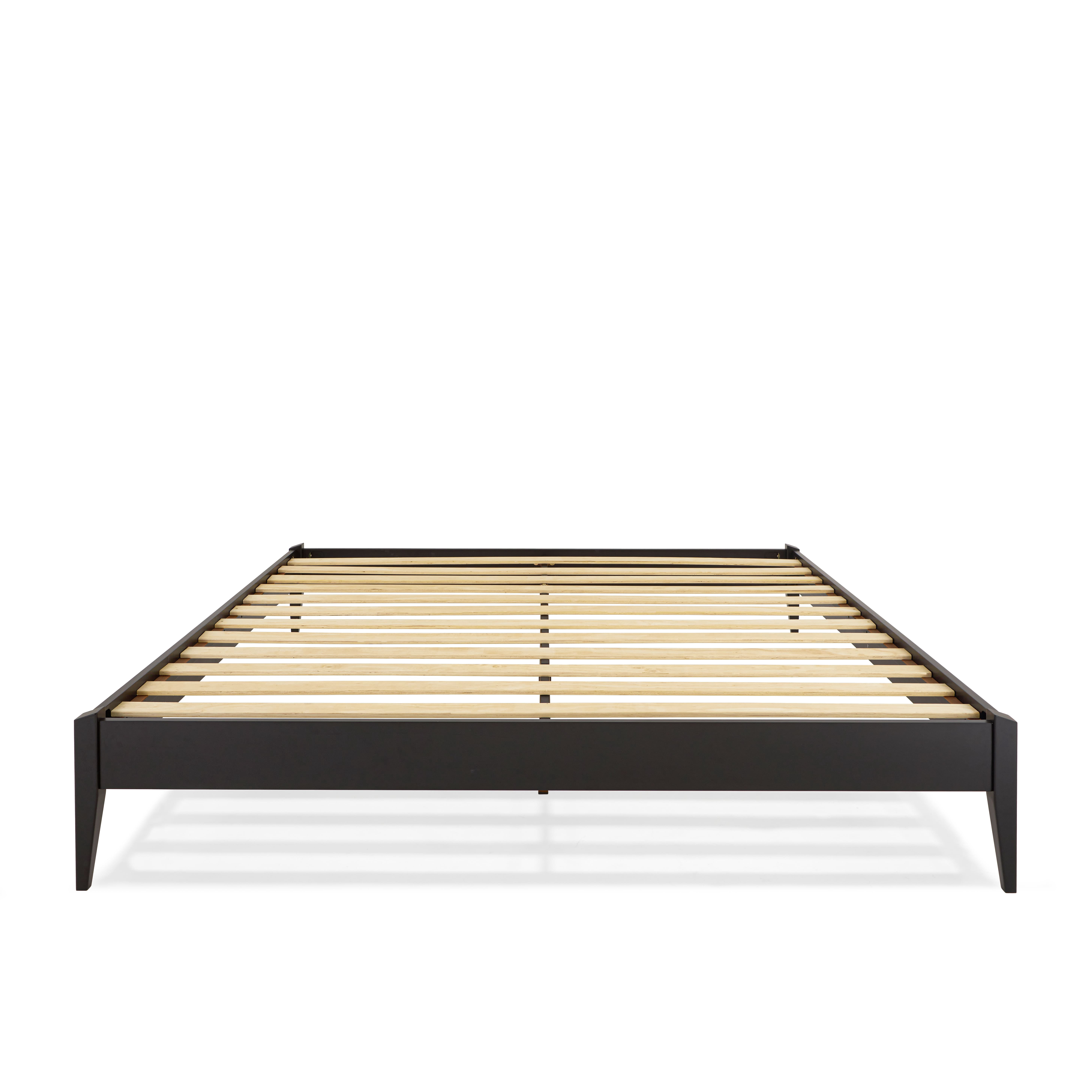 Keelin 15" King Size Platform Bed Frame, Modern, Solid Wood Bed, Ivory Black