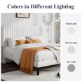 thumbnail image 6 of Allewie King Size Velvet Upholstered Platform Bed Frame with Adjustable Vertical Channel Tufted Headboard, White, 6 of 12