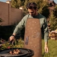 thumbnail image 4 of Brown Planet Moon Star Pattern Apron-Garden Aprons for Women with Pockets-Cotton Linen Waterproof Kitchen Cooking Gardening Aprons Adjustable for Kitchen,Cooking,BBQ and Salon 33x27 Inch, 4 of 7