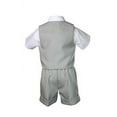 thumbnail image 3 of Baby Boy Toddler Formal Vest Shorts Silver Suit Extra Vest Bow Tie 7pc Set S-4T, 3 of 6