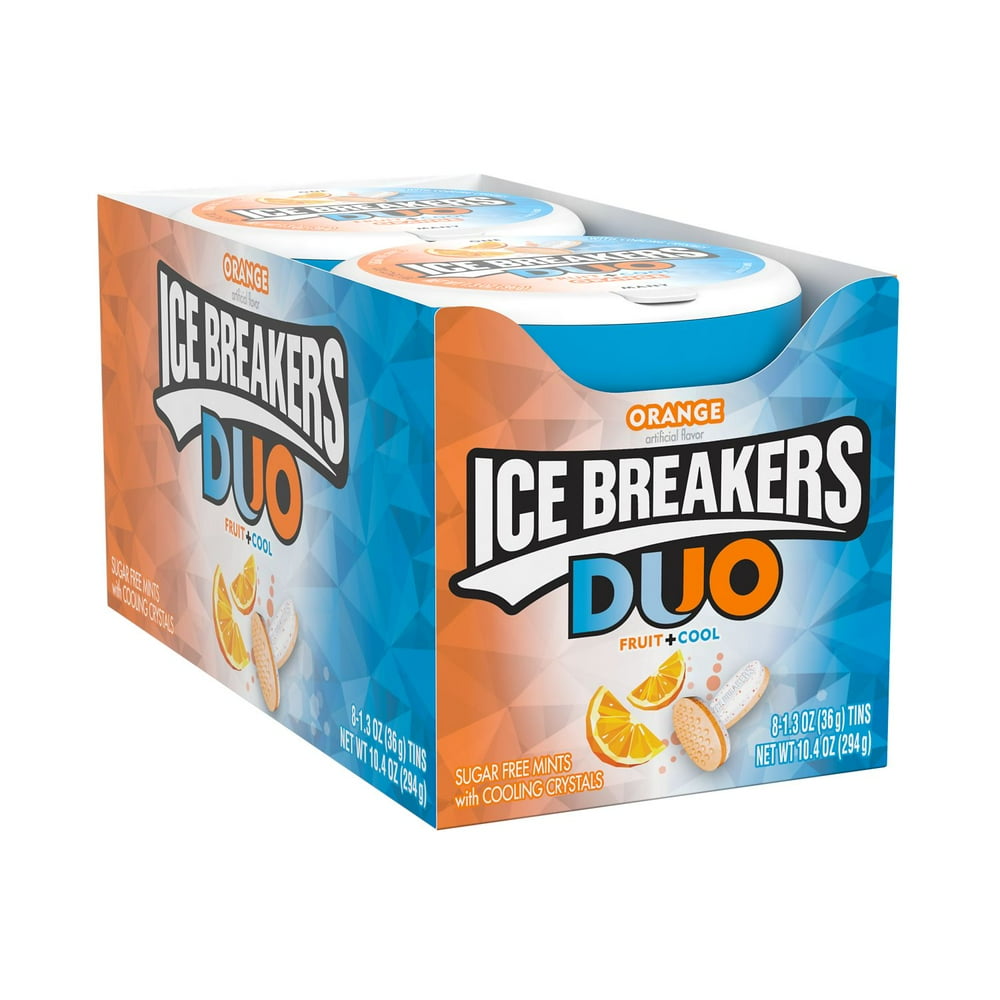 ICE BREAKERS, DUO Cool Orange Flavored Sugar Free Mints, 1.3 oz, Tins