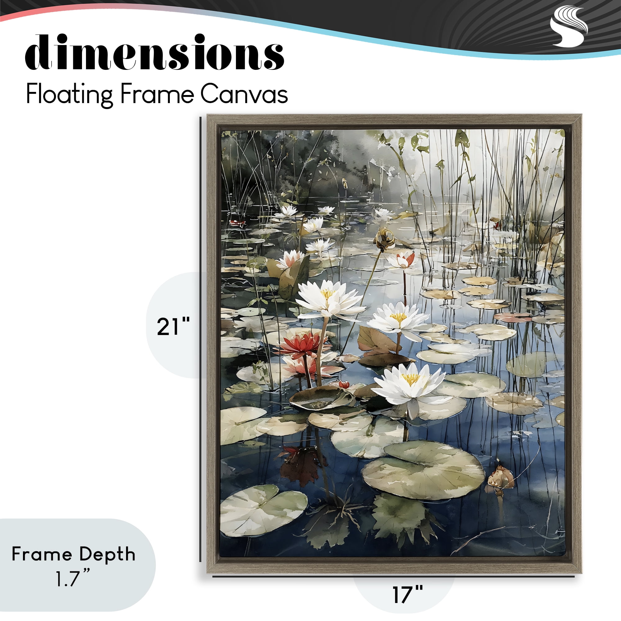 Stupell Industries Lily Wonder Pond Brown Framed Floater Canvas Wall Art, design by Franklyn Gregory