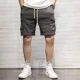 thumbnail image 4 of Pantalones cortos bermudas para hombre con cordón de ajuste Pantalones cortos cargo para hombre color caqui cintura elástica sólida verano Y2k algodón nuevo en ropa de calle ancho, 4 of 5