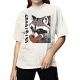 thumbnail image 2 of Ukiyo Block Print Trash Panda Women's Off-White T-shirt, 2 of 3