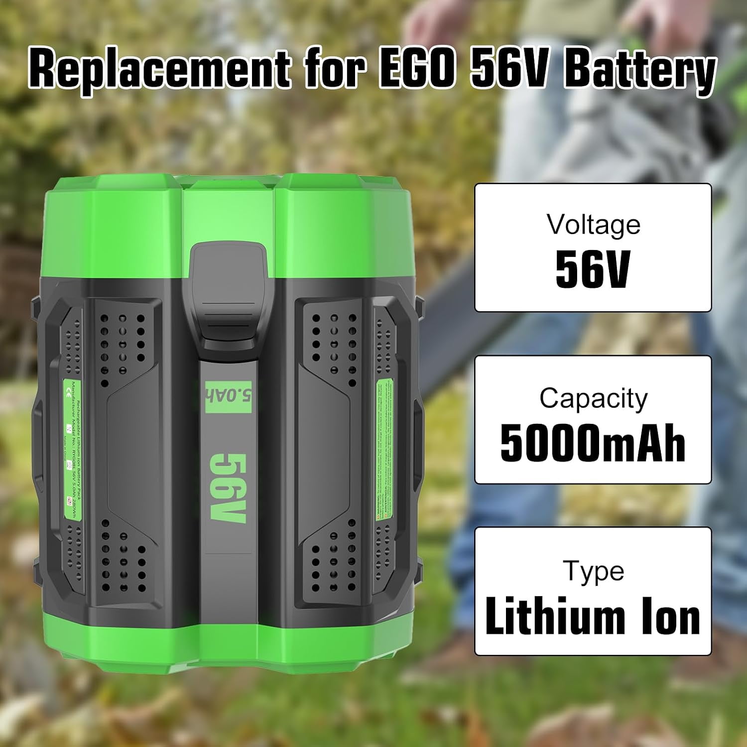 56V 5.0Ah Battery Compatible for 56V EGO Battery BA2800T BA2800 BA4200 BA1400 Compatible with EGO 56-Volt CS1604 CS1804 Power Cordless Tools(Not Made in EGO