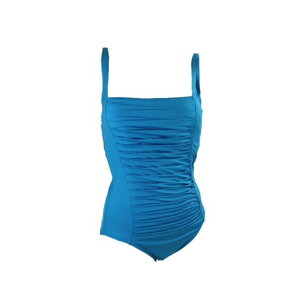 Calvin Klein Calvin Klein Cyan Blue RuchedPanel OnePiece Swimsuit