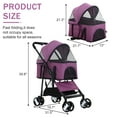 thumbnail image 4 of Folding Pet Stroller Dog Cat Stroller with Detachable Carrier Storage Basket, 3 in 1 Lightweight Waterproof Travel Stroller(Purple), 4 of 10