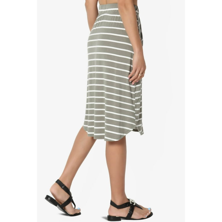 Striped curved outlet hem skirt