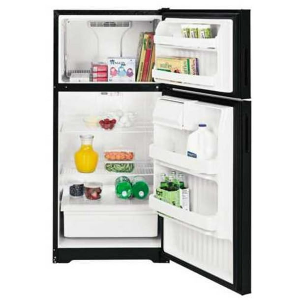 HOTPOINT 14.6 CU. FT. TOP FREEZER REFRIGERATOR, BLACK, REVERSIBLE DOOR