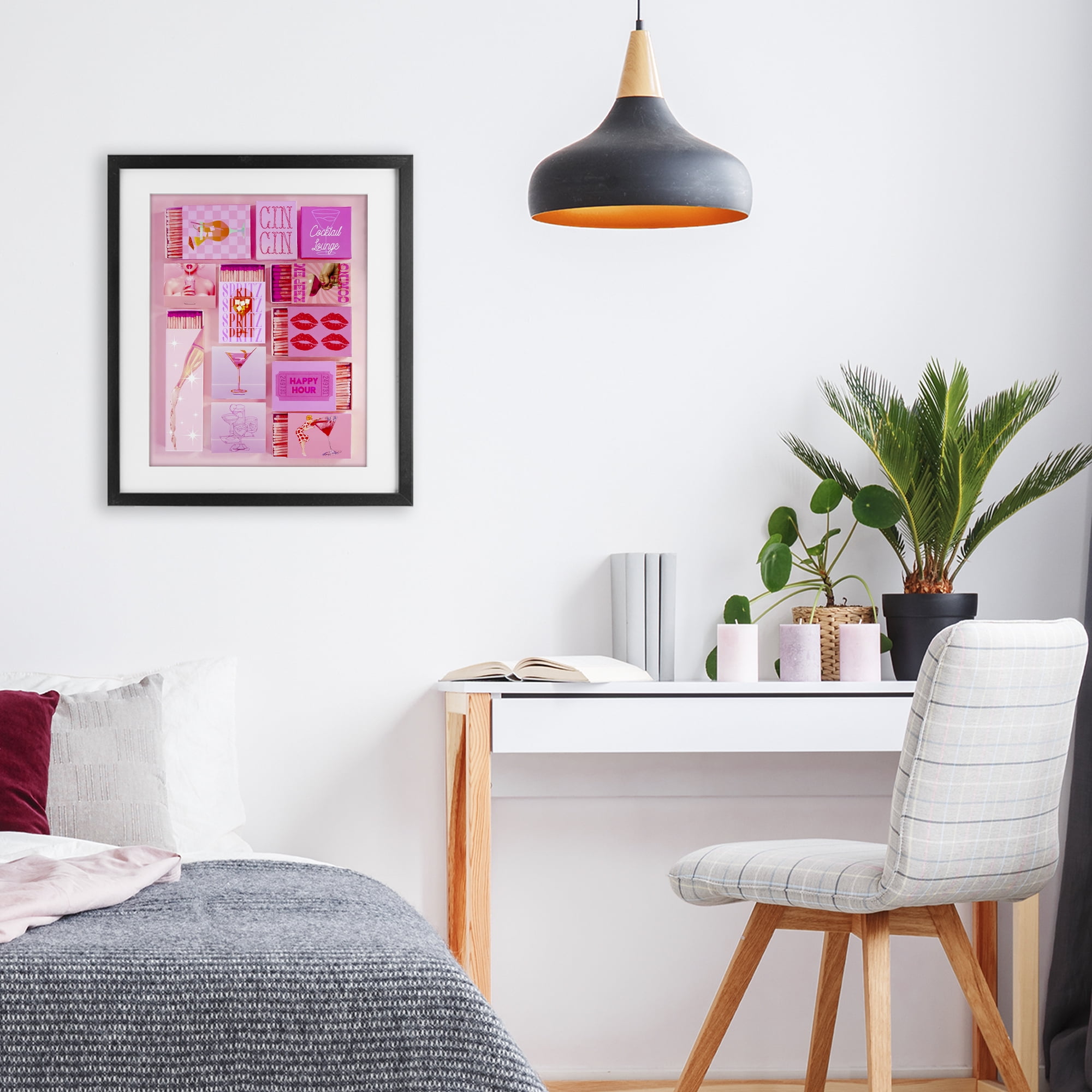 Feminine Glam Matches Black Framed Print Under Glass, design by Lil' Rue