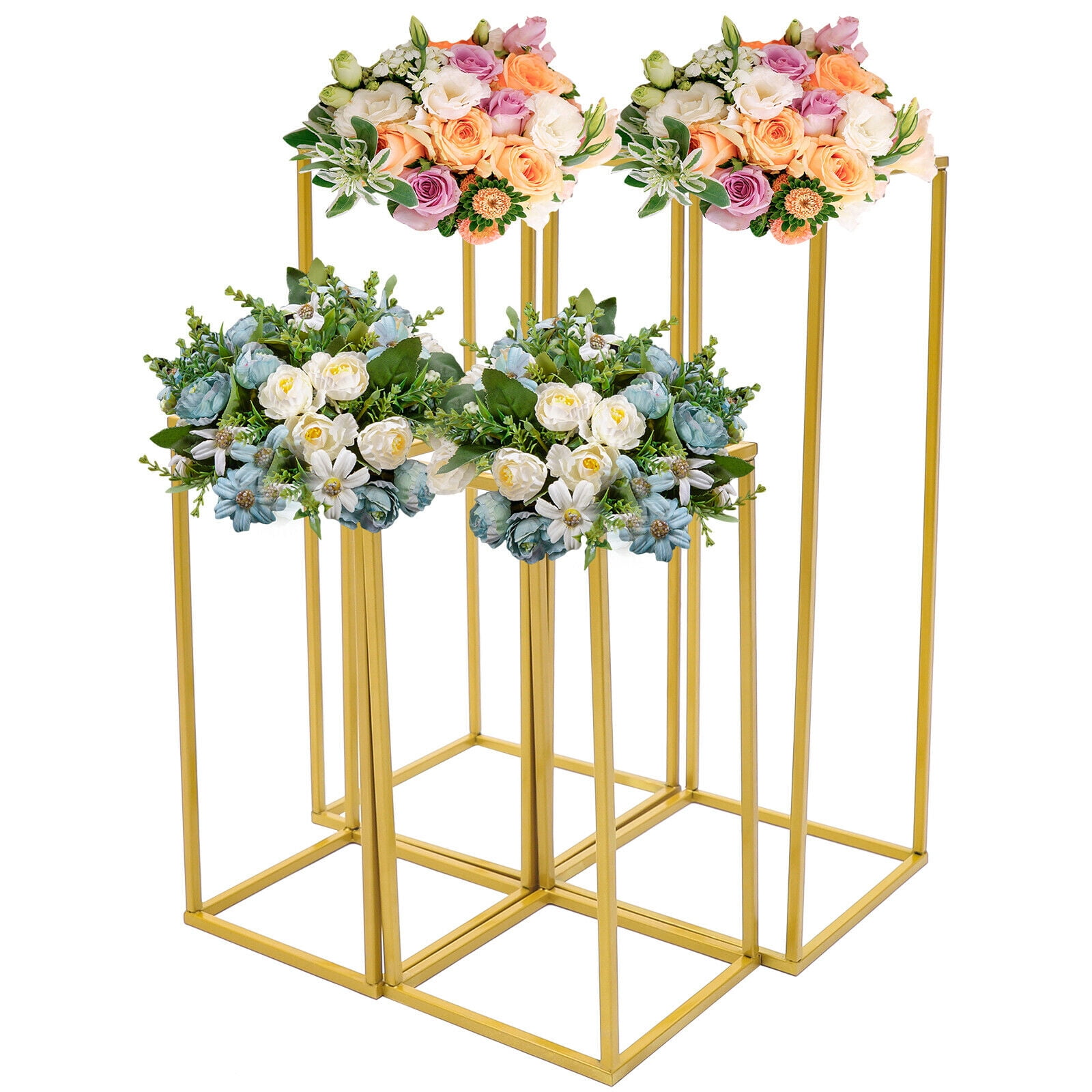 Oukaning 4Pcs Gold Column Stand Centerpiece Wedding Flower Stand Column Flower Stand for Multi