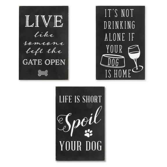 Gerson Set of 3 Wood Dog Themed Wall Décor
