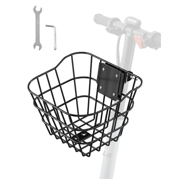 VEVOR Front Bike Basket, Electric Scooter Basket with Fixed Bracket - Max Bearing 20 lbs, Construct from Solid Steel, Kids Bike Basket/Adult Bicycle Basket/Knee Electric Scooter Accessories