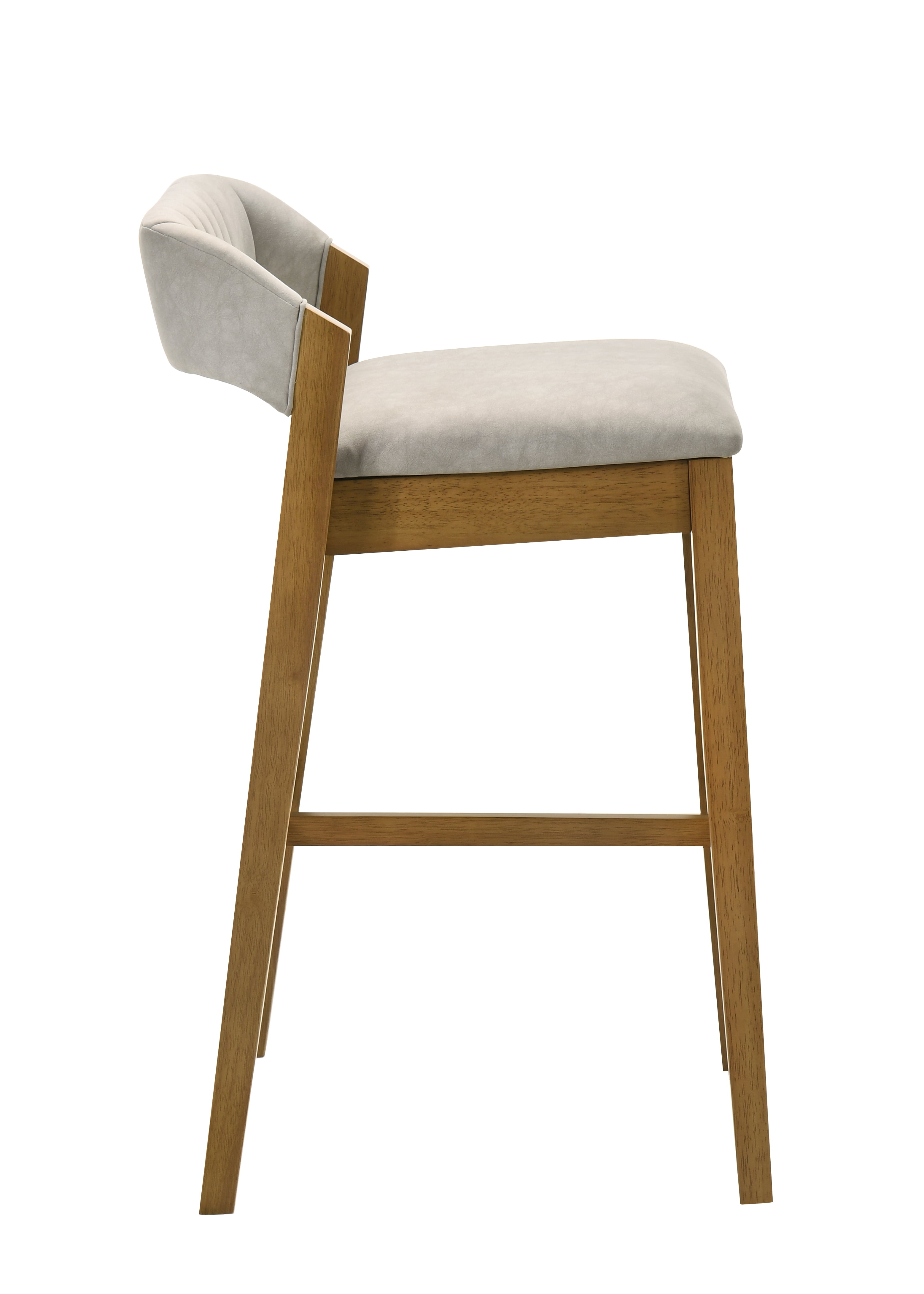 Landyn 26 in. Amber Glow Counter Height Rubberwood Barstool with Grey Fabric Seat - Set of 4