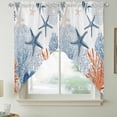 thumbnail image 5 of Summer Ocean Swag Valances for Windows 2 Pack Nautical Sea Watercolor Orange Blue Starfish Corals Swag Kitchen Curtains 45 Inches Long Rod Pocket Short Window Treatment for Kitchen Bathroom 36"x45", 5 of 9