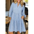 thumbnail image 2 of Women's Stripe Tiered Shift Dress with Pockets Fifty Percent Polyester and Fifty Percent Cotton Fabric Easy care, 2 of 11
