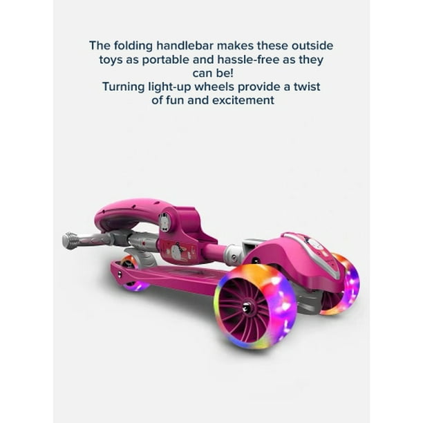 3 roues Kick Scooter pour enfants avec siège pliable et amovible, hauteur  réglable, roues lumineuses LED, scooter pour enfants Kick Scooter pour  filles et garçon