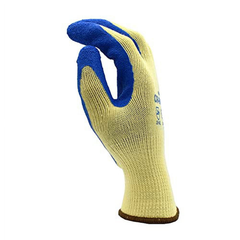 Cordova Cor-Grip Gray Polyester / Cotton Grip Gloves with Blue Crinkle  Latex Palm Coating - Large - 12/Pack