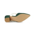 thumbnail image 5 of BLISSFUL STEP Women's Pointy Toe Block Heel Dress Mules Pumps Green White 7, 5 of 7