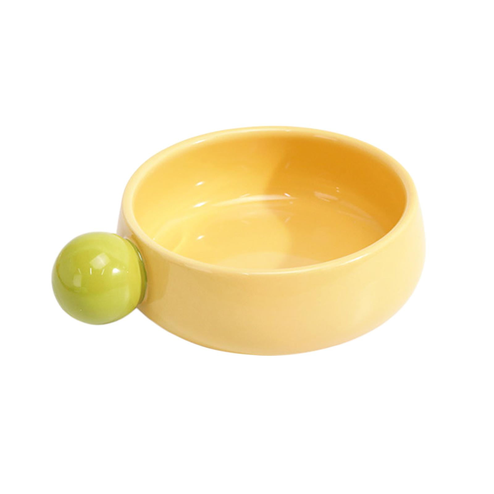 Bvdfgk Ceramic Cat Bowl Portable No Black Chin Non Slip Pet Puppy Kitten Bowl for Faced Yellow