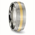 thumbnail image 4 of Titanium Ridged Edge 14k Yellow Inlay 8mm Brushed/Polished Band, 4 of 7