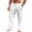 White, variant on GrmtClth Linen Pants Men Elastic Waist Drawstring Casual Yoga Beach Pants Lightweight Loose Cotton Linen Pants 2026 Summer Relaxed Fit Travel Pant with Deep Pockets Khaki 2XL
