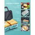 thumbnail image 5 of Waffle Maker 3 In 1 Sandwich 1200w Panini Press With Removable Plates And 5-gear Temperature Control  Non-stick Coating Easy To Clean Lights Blue, 5 of 9