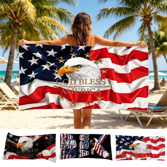 Diceymbol American Flag Beach Towels Oversized 63x31 In Quick Dry Sand Free Microfiber Beach Towel Soft Absorbent Large Lightweight Travel Towel For Adult Beach Pool Vacation Use