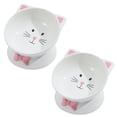 thumbnail image 1 of 2pcs Cat Bowls Ceramic Raised Cat Bowl Tilted Protect Cat's Spine, Stress Free, Prevent Vomiting, 1 of 8