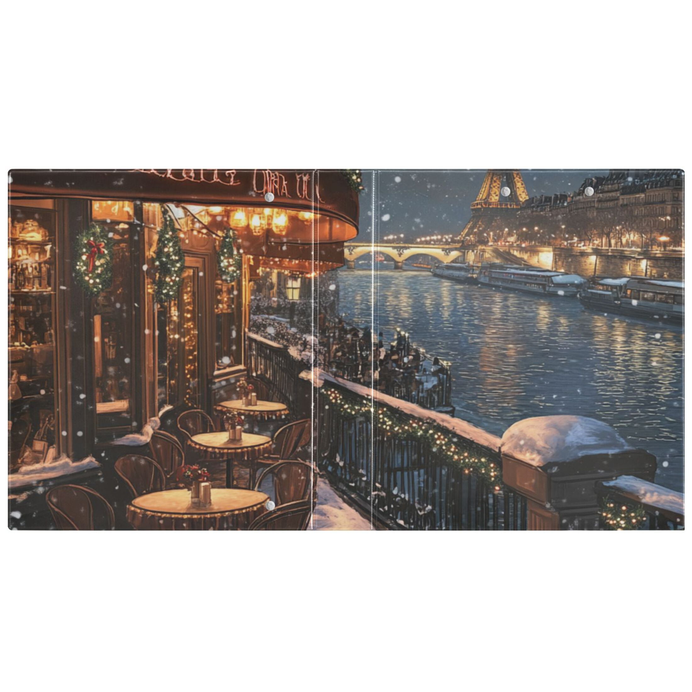Cozy Cafe Tower Lake 3 Ring Binders 1.5 inch Hardcover File Folders with Interior Pockets A4 Size Organizer for School Office Hospital