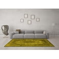 thumbnail image 3 of Ahgly Company Machine Washable Indoor Round Oriental Yellow Industrial Area Rugs, 6' Round, 3 of 4