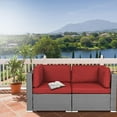 thumbnail image 2 of SOLAURA 2-Piece Patio Loveseat Gray Wicker Corner Sofa Set with Cushions, Dark Red, 2 of 7