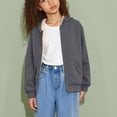 thumbnail image 5 of CCRFTGI Hoodie for Child Boys Girls Size 8 Sherpa Fleece Lined Zip Hoodie Sweatshirt Fashion Winter Spring Jacket Fluffy School Uniform Sweater Gray 9-10 Years, 5 of 7