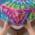 thumbnail image 3 of Queen Size Fitted Sheet Set - Colorful 3 Piece Bedding Sets 16" Deep Pocket Fitted Sheet with 2 Pillowcases, Ethnic Modern Abstract Watercolor Tie-Dye Brushed Microfiber Hotel Luxury Bed Sheets, 3 of 9