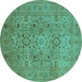 thumbnail image 1 of Ahgly Company Indoor Round Oriental Turquoise Blue Industrial Area Rugs, 6' Round, 1 of 4