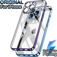 thumbnail image 2 of Original Straight Edge Plating Cover For Apple Clear Case Iphone 11 12 13 14 Pro Max Mini 7 8 Plus Xr Xs X Full Camera Protector, 2 of 5