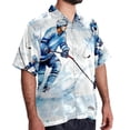 thumbnail image 2 of Ice Hockey Men's Short Sleeve Beach Button Down Casual Printed Summer Shirts - Unisex, 2 of 6